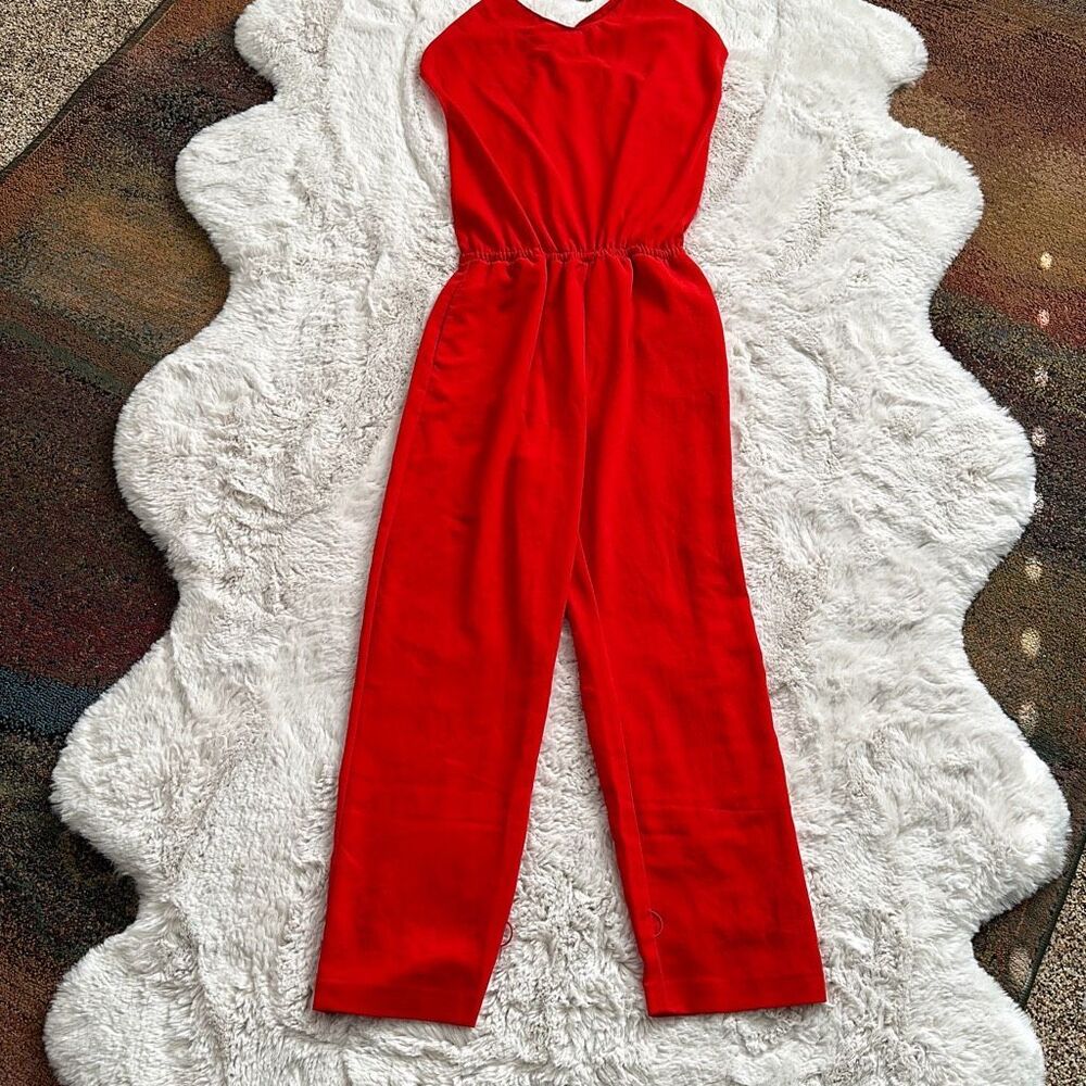 PINKO Daitarn Fluid Crepe Jumpsuit Red Size 2 US - Picture 3 of 11